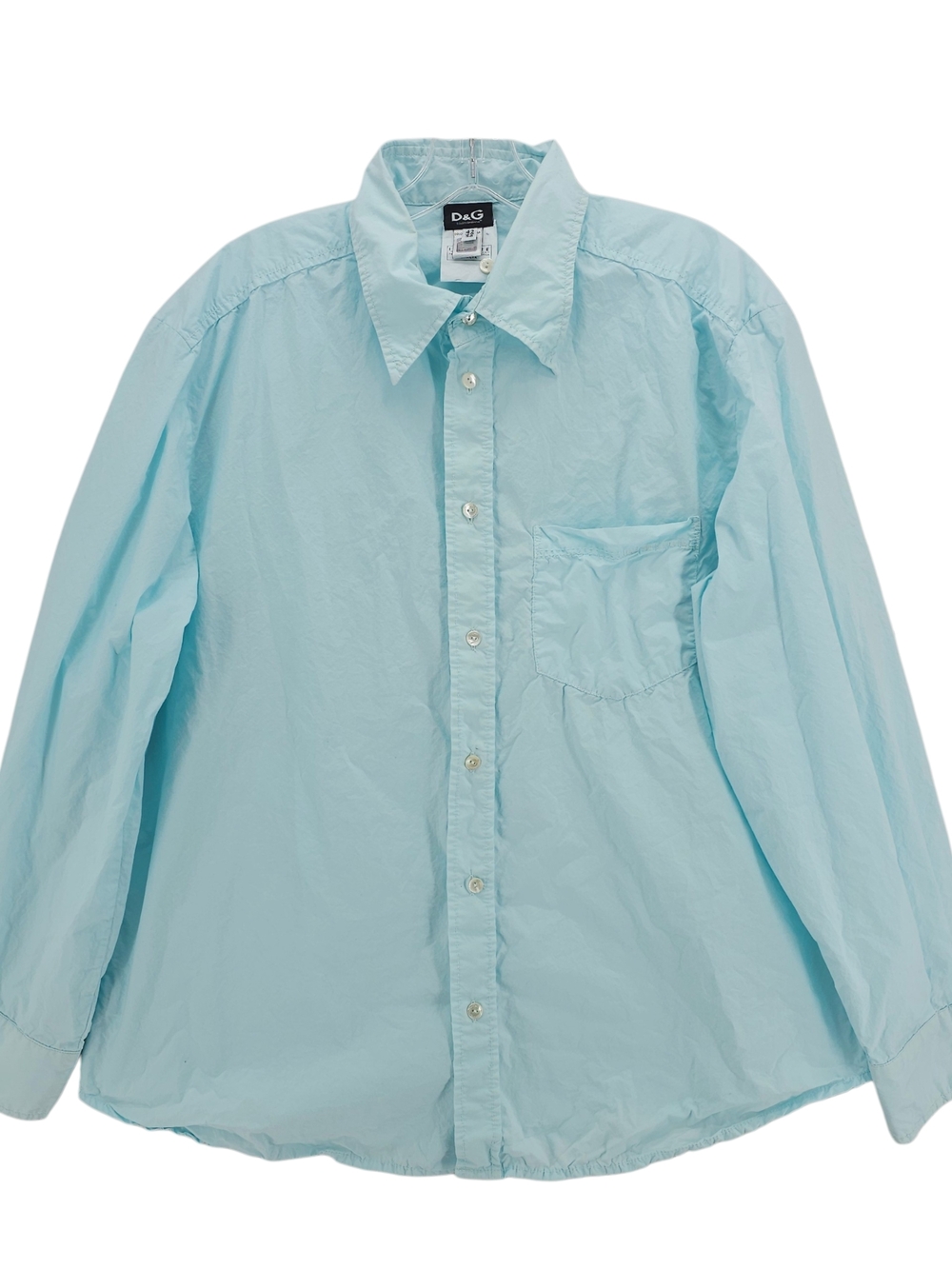 DOLCE & GABBANA Aqua Blue Shirt 100% Cotton Poplin Men's Size 42/56